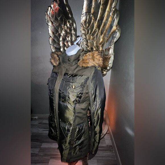 Miss Sixty Down & Faux Fur Trim Utility Winter Jacket Parka Coat Small - Picture 9 of 17